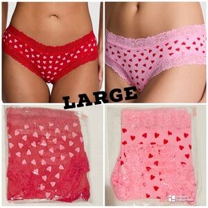 VS PINK NWT (2) Valentines Wink Lace-Trim Cheeky Panty
